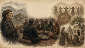 Têkiliya dengbêjiyê bi adet, merasim û mekanên civakî re