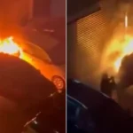 Kadıköy’de aydınlatma direğinden damlayan plastikler 2 otomobilde yangına neden oldu